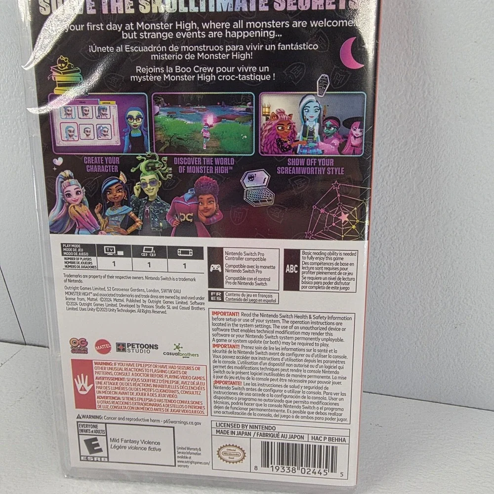 Monster High Skultimate Secrets Nintendo Switch Game New Sealed
